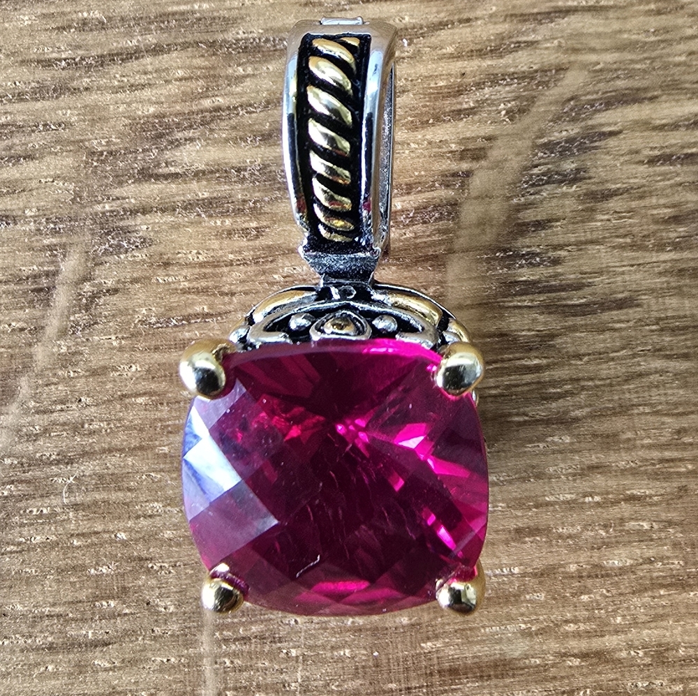 Ruby Rhinestone Pendant And Earring Set - image 6